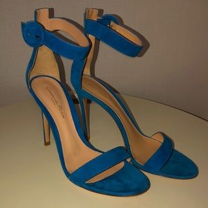 Gianvito Rossi Blue Suede Heels